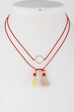 Asian Style Cute Necklace With Two Small Tassel Details 7DCA1